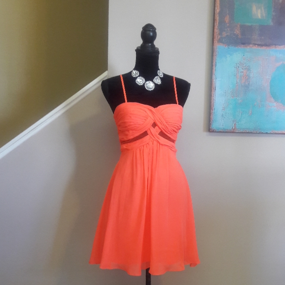 Hailey Logan by Adrianna Papell/Orange Sheer Dress